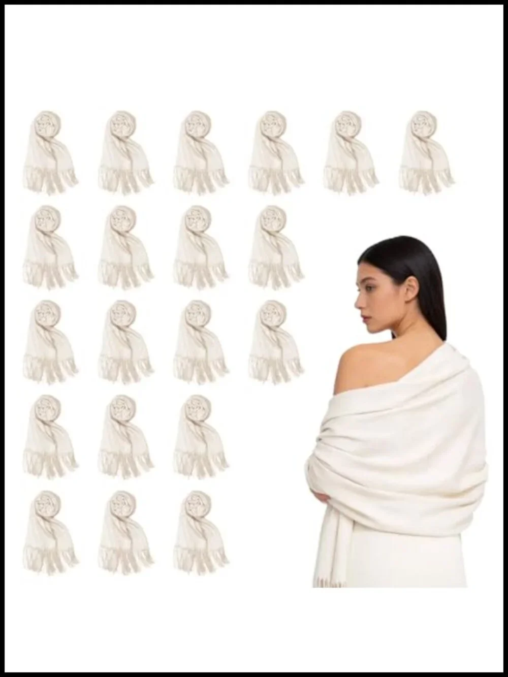 20 Pashmina Wraps Bulk with Fringes Evening Dress Shawls Wedding Favors 79x27